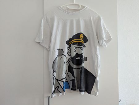 TINTIN | weisses Shirt mit Print | Grösse S